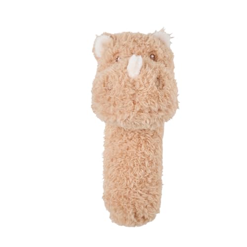 Nattou Kuscheltier-Rassel aus Polyester, Nashorn, Ca. 14 cm, Teddy, Hellbraun von Nattou