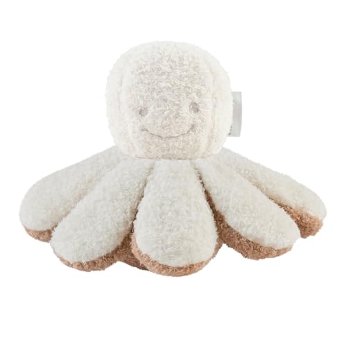 Nattou Kuscheltier-Rassel aus Polyester, Oktopus, Ca. 20 cm, Teddy, Weiß von Nattou