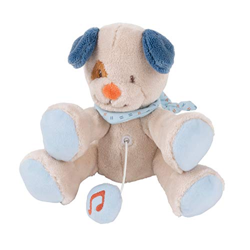 Nattou Mini-Spieluhr Hund Jim, Wiegelied «La-Le-Lu», Ca. 20 cm, Jim und Bob, Beige/Blau/Braun von Nattou