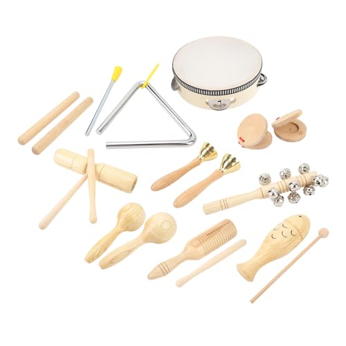 Natudeco 10-teiliges Set Musik-Schlaginstrumente aus Holz und Edelstahl, fein verarbeitetes Instrumentenzubehör von Natudeco