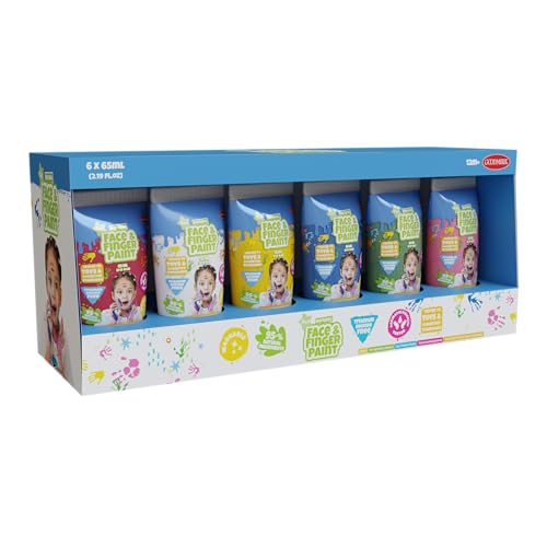 Natural Face & Finger Paint - 65 ml pro Flasche, 6er Pack - Weiß, Rot, Gelb, Grün, Rosa, Blau von Natural Face & Finger Paint