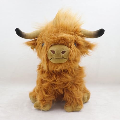 NatureMan 25cm Highland Kuh gefüllte Tiere Plüschtier, Realistische Schottische Highland Kuh Puppe, weiche Highland Bull Tier Spielzeug, für Bauernhof Home Decor Kinder Geschenk von NatureMan