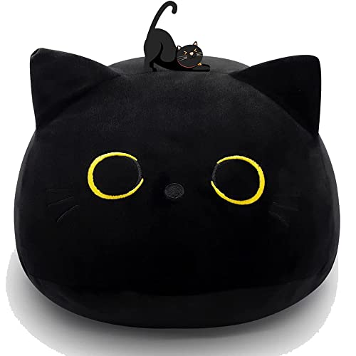 NatureMan 40cm Schwarze Katze Plüschtier Schwarze Katze Kissen, Kawaii Fett Katze Kissen, Katze Plüschtier, Plüschtiere Rückenkissen Home Dekoration für Kind Geburtstag Geschenk von NatureMan