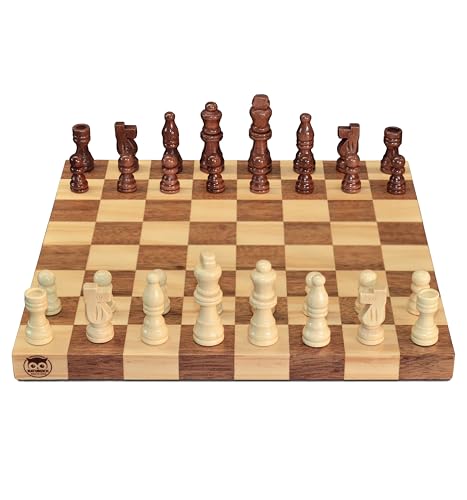 Natureich Massiv Holz Schach für Erwachsene Schachbrett Kinder Senioren Strategisches Denken Lernen Holzschachspiel Brettspiel Klassik Chess Walnuss von Natureich