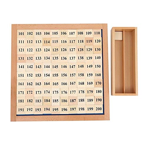 Natureich Montessori Mathematik 101-200 Hundertertafel Puzzle Spielzeug Holz zum Zahlen Lernen mit Zahlenfeldern Ziffern Bunt ab 3 Jahre für frühe Motorik Entwicklung & Ausbildung Kinder (101er) von Natureich