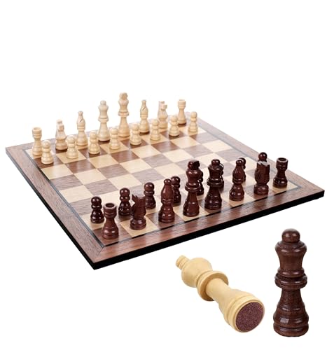 Natureich Schachbrett Massiv Holz Schach für Erwachsene Kinder Senioren Strategisches Denken Lernen Holzschachspiel Brettspiel Klassik Chess Walnuss von Natureich