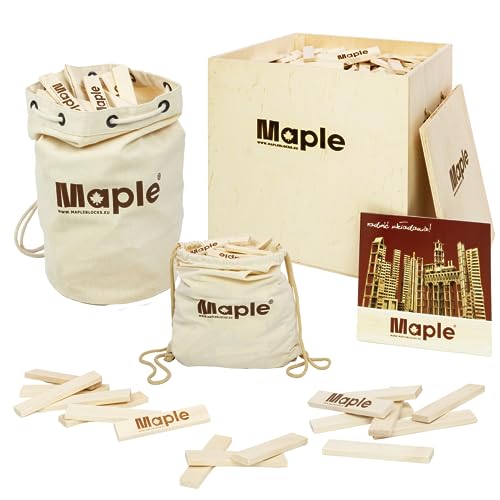 Natursache Holzbausteine - Entfessle kindliche Fantasie! Ultimatives Set für Kinder ab 3: Kreatives Spielen mit Naturmaterialien (Maple Ecobag 100) von Natursache