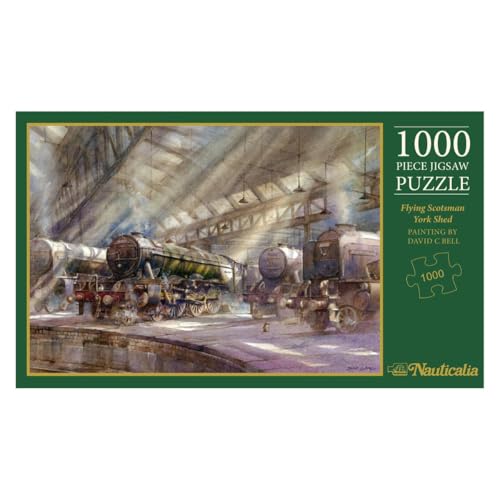 Nauticalia Flying Scotsman York Shed Painting by David Bell Historische Landschaft Herausfordernd 1000 Teile Puzzle für Erwachsene von Nauticalia