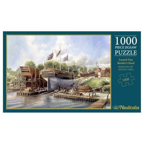 Nauticalia Launch Day Bucklers Hard Painting by David Bell Historische Landschaft Herausforderndes 1000 Teile Puzzle für Erwachsene von Nauticalia