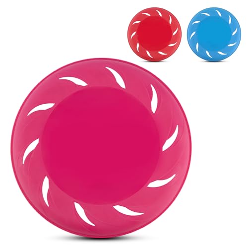 1 Stück Flying Discs – 21,5 cm lustige fliegende Untertassen für Kinder und Erwachsene, blau, rosa und rot, geriffelter Griff für einfaches Fangen, Strand, Garten und Park, Spiel für Familie und von Navoys