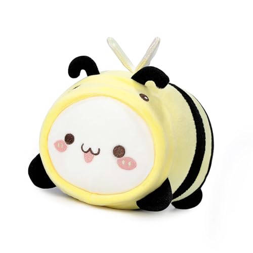 Nayyana Süßes Katzen-Bienen-Plüschkissen, Kawaii-Kätzchen-Honigbienen-Stofftier, weiches, Bienen Plüschkissen Spielzeug, Wurfkissen, umarmendes Squishy-Geschenk für Mädchen Jungen, 20cm von Nayyana