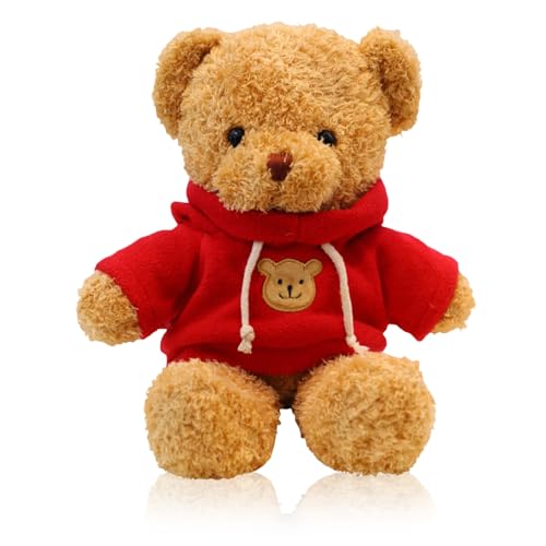 Nayyana Teddybär Weiches Fell Teddybär mit Kapuze Tatzendruck Plüschtier Kuscheltier Stofftier Geschenk, kuschelweicher Teddybär Kuschelbär Plüschtier zum Verschenken (Red, 30cm) von Nayyana