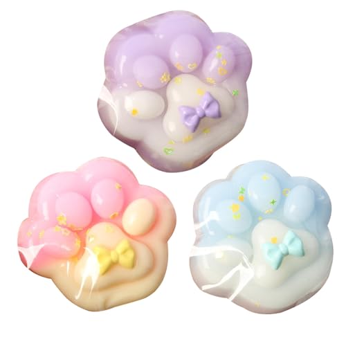 Cat Paw Squishy, 3 Stück Weiche Taba Squishy Paw Squeeze Toys, Katzenpfoten Squishy Pfoten Fidget Toy Kneifspielzeug, Handgefertigtes Katzen Sensorspielzeug Zum Stressabbau Für Kinder Erwachsene von Nbbwwu