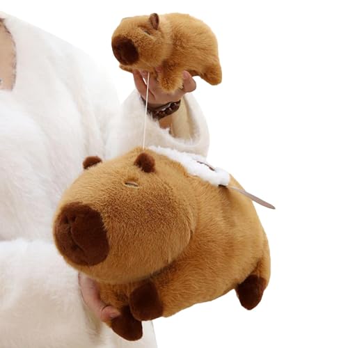 Nbbwwu Capybara Puppe, Capybara Plüschspielzeug, Kuschelige Plüsch -Capybara -Puppe mit Baby, Huggable -Kissen, emotionale Unterstützung Spielzeug, beruhigend nach Hause für Mädchen Kinder von Nbbwwu