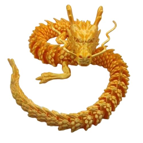 Nbbwwu Dragon Fidget 3D gedruckt - Sammlerstück Drachen Figuren Golden - Tragbarer beweglicher Drache Golden Ornament für Wohnzimmer, Eingang, Arbeitszimmer von Nbbwwu