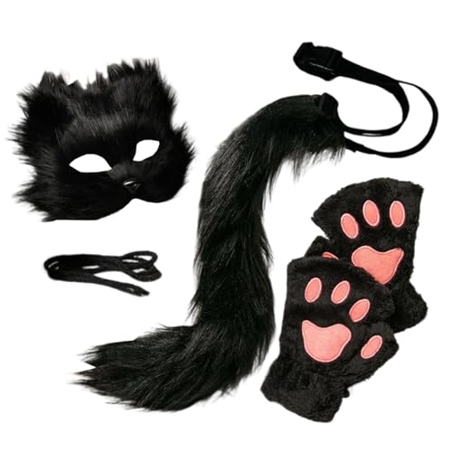 Nbbwwu Halloween Tier Gesichtsmaske - Katzengesicht Motiv Tierkostüm | Handschuhe Schwanz Faschingszubehör Foto Requisiten Karneval Accessoires Nbbwwu Halloween Tier Gesichtsmaske - Katzengesicht Motiv Tierkostüm | Handschuhe Schwanz Faschingszubehör Foto Requisiten Karneval Accessoires von Nbbwwu
