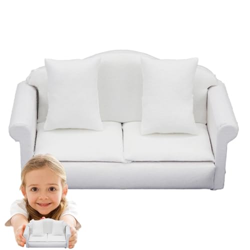 Nbbwwu Puppenhaussofa, Puppensofa, Puppenmöbel Im Maßstab 1:12 Sofa Sessel Rollen Sievor, Miniatur Sofa Möbel Spielzeug Mit Kissen, Puppencouch, Rollenspiel Spielzeug Für Mädchen Und Jungens von Nbbwwu