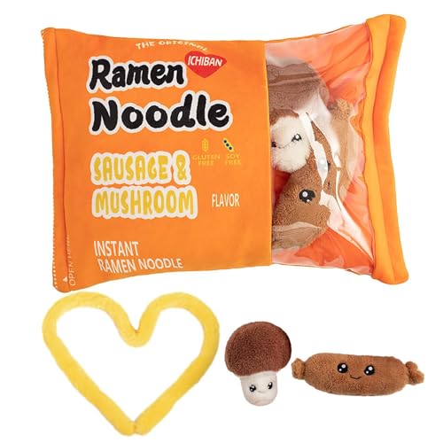 Nbbwwu Tasche mit Wurstplüschspielzeug, Tasche Ramen Kissen | Plushramen -Nudel -Sets - Weich schöne Neuheit entfernbar von Nbbwwu