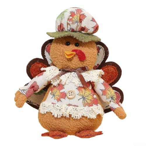 NbgrvB 1pc Stuffed Turkey Doll, Thanksgiving Tabletop Decorations Collectible Dolls, Autumn Turkey Plush Doll Kit (D) von NbgrvB