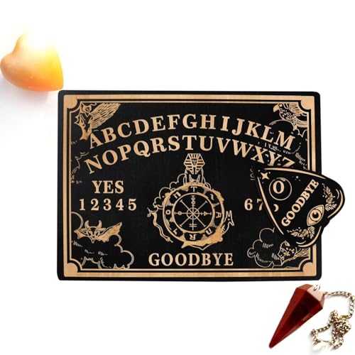 12" Pendelbrett | Schwarzes Wahrsagungsholzbrett | Graviertes Zauberbrett Ouija-Brett für Wahrsager-Metaphysische Botschaft, Hexen-Pendelbrett-Set von Nbhuiakl