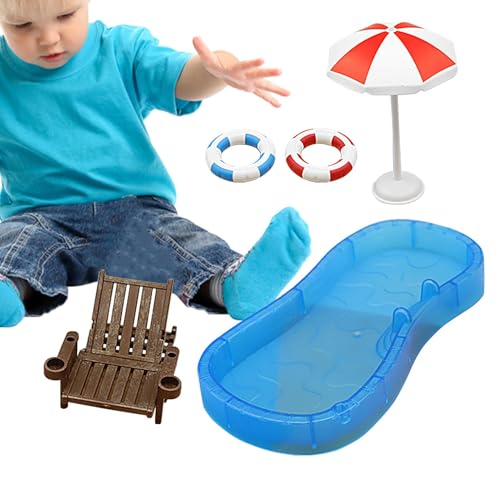 Beach Modell-Set für Kinder, Modell | Pool Modell | Stil Ornamente Kit für Puppenhaus Dekoration | Lebensrettungsmodell von Nbhuiakl