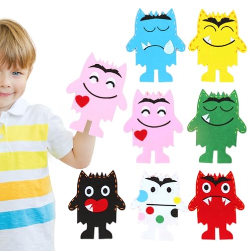 Handpuppenherstellungsset, Handpuppen-Bastelsets für | 7 x Handpuppen für Kreaturen, handgemachtes Vlies-Spielzeug – Herstellung Ihrer eigenen M Accessoires von Nbhuiakl