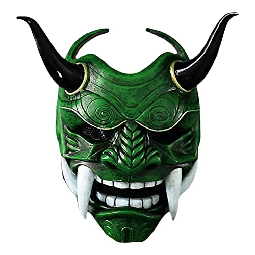 Nbhuiakl Halloween Kostüm Cosplay, Halloween Harror Face Shield, Japanische Samurrai Gesichtsbedeckungen, Halloween Scrary Kostüm Geist, Samurrai Hannya Cosplay Prop Face Covers für Spaß und von Nbhuiakl