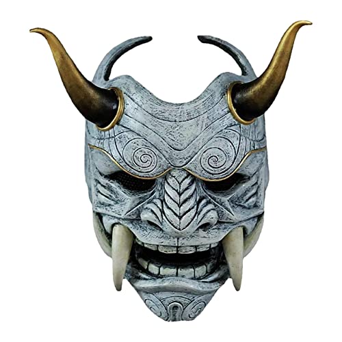 Nbhuiakl Halloween Kostüm Cosplay, Halloween Harror Face Shield, Japanische Samurrai Gesichtsbedeckungen, Halloween Scrary Kostüm Geist, Samurrai Hannya Cosplay Prop Face Covers für Spaß und von Nbhuiakl