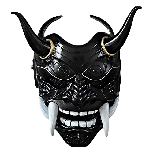 Nbhuiakl Halloween Kostüm Cosplay, Halloween Harror Face Shield, Japanische Samurrai Gesichtsbedeckungen, Halloween Scrary Kostüm Geist, Samurrai Hannya Cosplay Prop Face Covers für Spaß und von Nbhuiakl