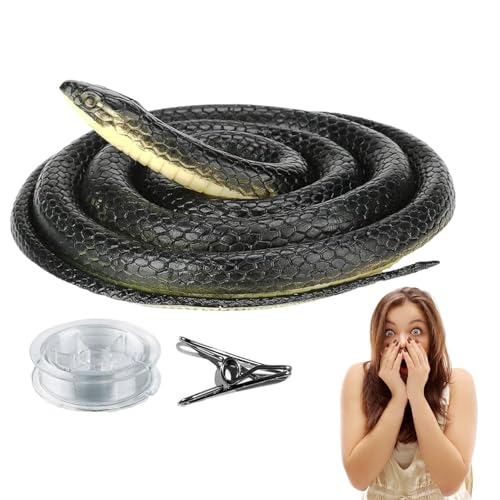 Nbhuiakl Schlangenstreich mit Schnurclip | Gummischlange Streich | Fake Snake Prank | Golf Snake Prank mit Schnur und Clip | Clip on Snake Prank | Streich Schlange an einer Schnur für Spaß und von Nbhuiakl