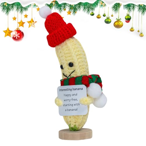 Positive Häkelbanane, gehäkelte Banane für Weihnachten | Häkelfrüchte emotionale Unterstützung für Weihnachten | Häkelspielzeug für kleine Früchte von 15 cm, Banane, gestrickte Puppe für und Fi von Nbhuiakl