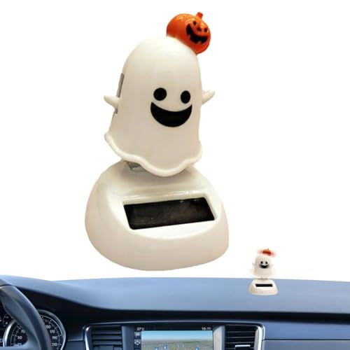 Solar Wackelkopf Halloween | Auto-Armaturenbrett, solarbetrieben, tanzender Geist, Wackelkopf | Kopfschüttelnde Ornamente, automatisch, nicht verblassend, niedliche Halloween-Solar-Tanzfiguren von Nbhuiakl