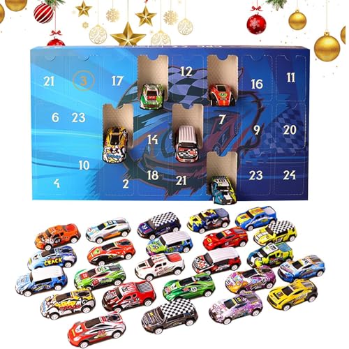 Spielzeug-Set mit Countdown-Kalender, Weihnachts-Adventskalender, 24 x Weihnachts-Countdown-Kalender, für Spielzeugauto zum Ziehen – Spielzeugauto von Nbhuiakl