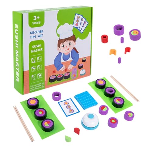 Sushi-Schneideset zum Spielen, Sushi-Schneidespielzeug zum Rollenspielen, Sushi-Schneidespielset, interaktives Lernküchen- und Lebensmittelspielzeug aus Holz für Eltern-Kind-Spiele, Tischspiele von Nbhuiakl
