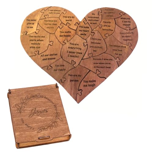 Nchdewui Herzpuzzle, herzförmiges Puzzle, unfertiges Holzpuzzle, Romantisches Geschenk für Hochzeit, Valentinstag (1) von Nchdewui