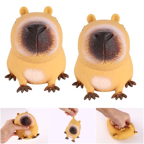 Anti Stress Spielzeug, 2 Stück Capybara Antistress Spielzeug, Stressbälle Squeeze Spielzeug, Capybara Fidget Toy, Capybara Stressabbau Spielzeug für Kinder und Erwachsene von Necdeol