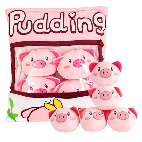 Schwein Plüsch Kissen, Snack Kissen, Pudding Kissen Abnehmbare Schwein-Puppen-kreative Spielzeug, Niedliche Dekoration Geschenk für Jugendliche, Mädchen, Kinder (8 Schwein-Puppe) von Necdeol