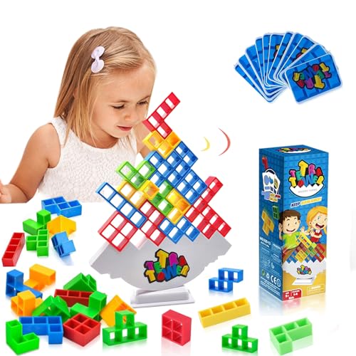 Tetra Tower Spiel, 48 PCS Tetra Tower Balance Spiel, Schaukelstapel Balance Spiel, Tetris Tower Balance Game für Kinder und Erwachsene, Bausteine, Intelligenz, Pädagogisches Geschenk von Necdeol