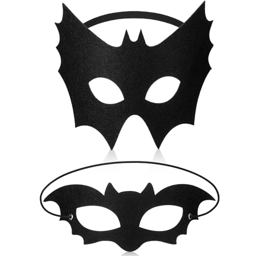 Neer 2 Stück Halloween Fledermaus Augenmasken Maskerade Maske Schwarze Gotik Vampir Fledermaus Accessoires Herren Damen Kostüm Masken für Halloween Karneval Cosplay Party(Große Fledermaus) von Neer