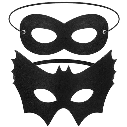 Neer 2 Stück Halloween Fledermaus Augenmasken Maskerade Maske Schwarze Gotik Vampir Fledermaus Accessoires Herren Damen Kostüm Masken für Halloween Karneval Cosplay Party(Held) von Neer