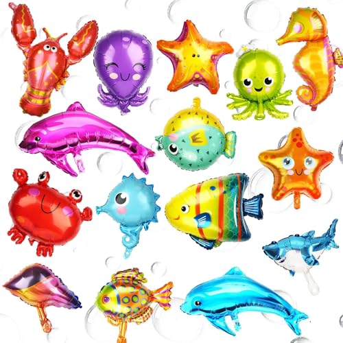 15 Stück Meerestiere Folienballon, Luftballon Tiere Party Dekorationen, Große Folienballon Geburtstag Ozean Tiere Helium Riesenballon für Kinder Geschenk Geburtstag Jubiläum Ozean Thema Party 15 Stück Meerestiere Folienballon, Luftballon Tiere Party Dekorationen, Große Folienballon Geburtstag Ozean Tiere Helium Riesenballon für Kinder Geschenk Geburtstag Jubiläum Ozean Thema Party von Neerow