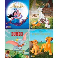 NELSON 511539 Disney Filmklassiker 9-12 Aladdin; Aristocats; Dumbo; König der Löwen - 4 Mini-Bücher von Nelson