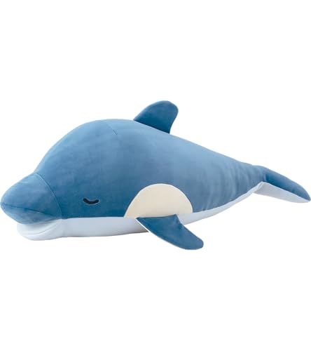 Nemu Nemu Animals 6202685 Plüschtier, Delfin Flip, Kuscheltier, extra weich und kuschelig, Stofftier, Designed in Japan, Kuschelkissen mit Handfach, Größe L, 54 cm von Trousselier