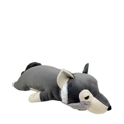 Nemu Nemu Animals 6292877 Plüschtier, Wolf Loulou, Kuscheltier, extra weich und kuschelig, Stofftier, Designed in Japan, Kuschelkissen, Größe L, 53 cm von Nemu Nemu Animals