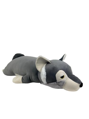 Nemu Nemu Animals 6292879 Plüschtier, Wolf Loulou, Kuscheltier, extra weich und kuschelig, Stofftier, Designed in Japan, Kuschelkissen, Größe XXL, 66 cm von Trousselier