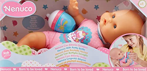 Nenuco-Babypuppe mit Rasselflasche und rosa Pyjama für Kinder ab 1 Jahr (Famosa 700014920) von Nenuco