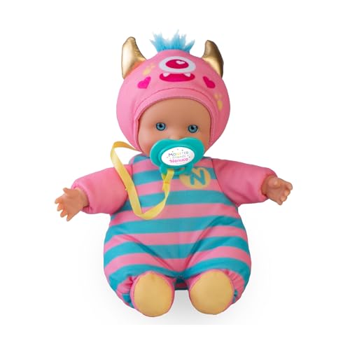 Nenuco Monster Friends Pink, Mini-Baby-Monsterpuppen, 15 cm, weicher Körper und Kleid in Pastellrosa, personalisierter Schnuller, Sammeln Sie Modelle, berühmt (NFNB1100) von Nenuco