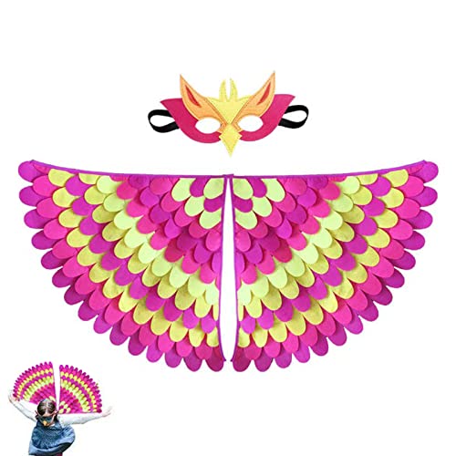 Neoreser Vogel flügel Kostüm für Kinder, Umhang Flügel Kostüm, Phönix Jungen Mädchen Filzaugen Maske und Flügel Set Für Tanzparty Halloween Kostüm Cosplay Geschenk von Neoreser