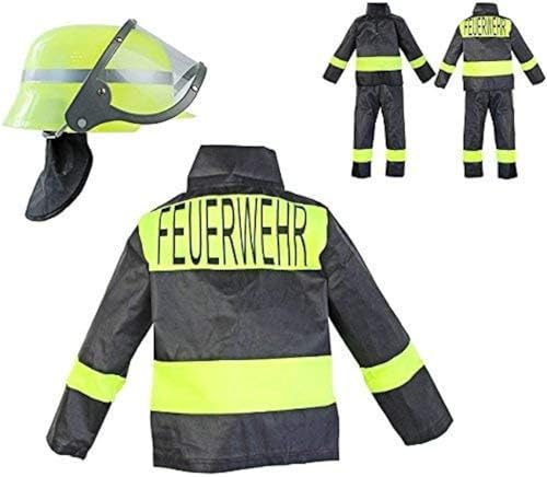 Nerd Clear Feuerwehr Kostüm Set für Kinder | 3-teilig: Helm, Jacke, Hose | ideal für Karneval & Fasching | Jungen & Mädchen (104) von Nerd Clear