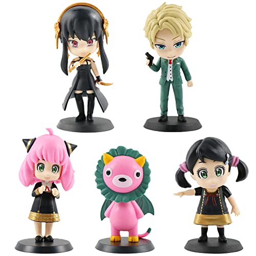 Nesloonp Spy Family Anime Figure 5 PCS - Anya Forger Theme Anime Model, Cute Hand Made Figure Statue Doll Toy 10cm PVC Spy Family Figure Collection Statue Ornaments Decoration for Anime Fans von Nesloonp